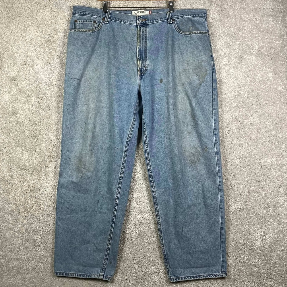 Vintage Levis 560 Jeans Mens 46x32 Blue Denim Workwear Distressed Stained 2000s